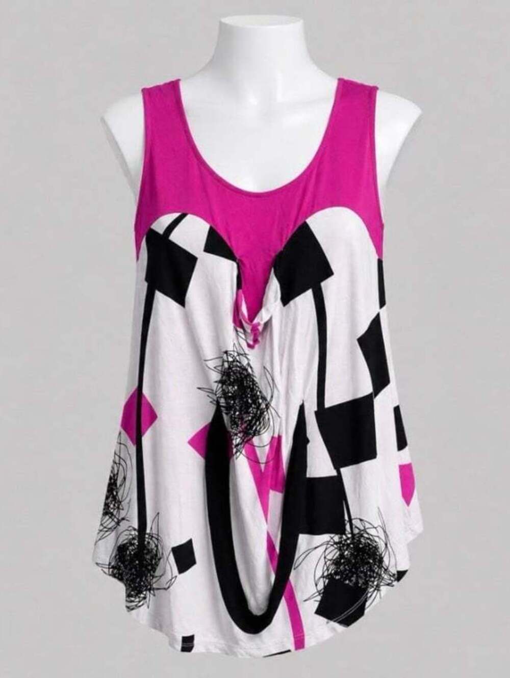 NWT Helmut Lang Abstract Print Tank Top Pink Black White Sleeveless Size Medium
